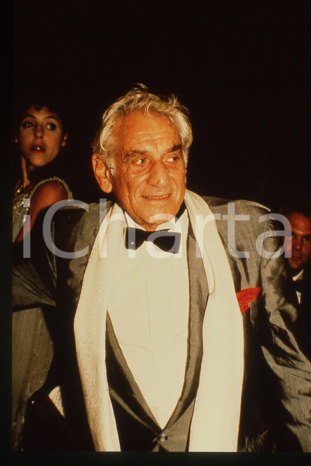 35mm vintage slide* 1988 PARIS Leonard BERNSTEIN al party per i suoi 70 anni (1)