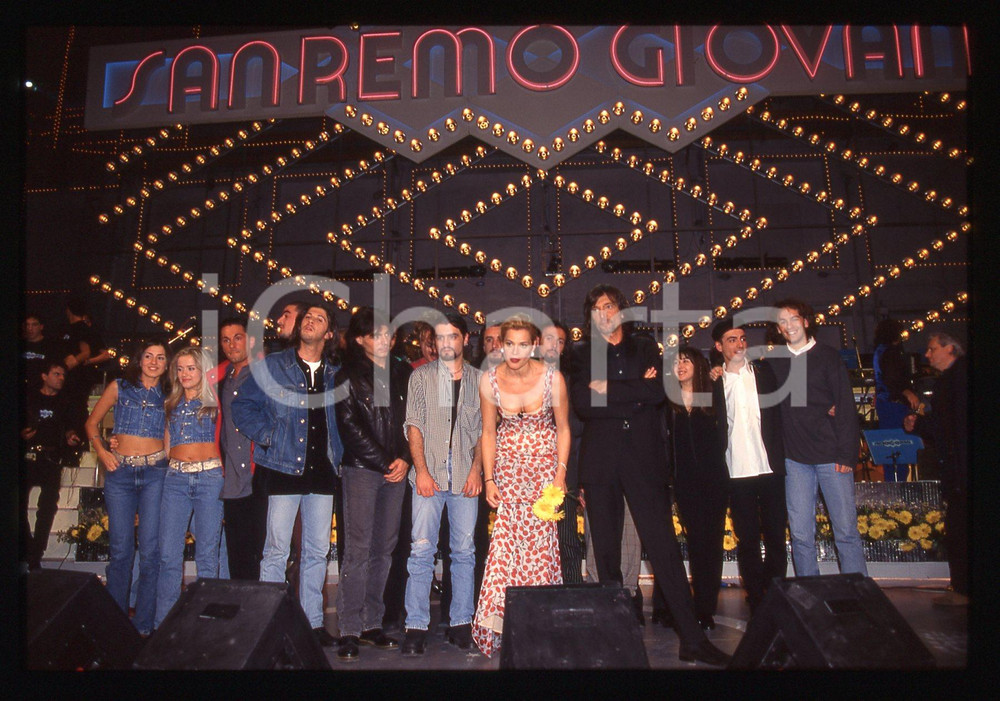 35mm vintage slide*1996 SANREMO GIOVANI Claudio CECCHETTO e Simona VENTURA (1)