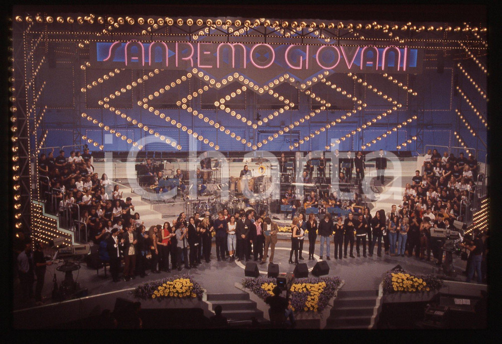 Fotografia d epoca originale 35mm vintage slide1996 SANREMO GIOVANI Claudio CECCHETTO e Simona VENTURA 5 1