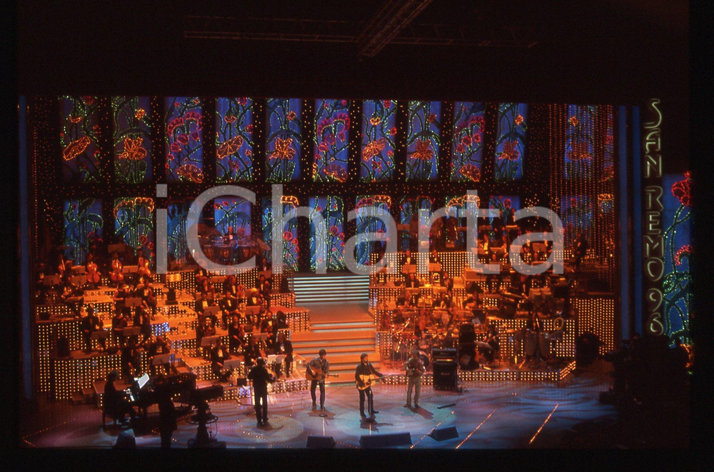 35mm vintage slide*1996 SANREMO Luca BARBAROSSA sul palco del Teatro Ariston 3