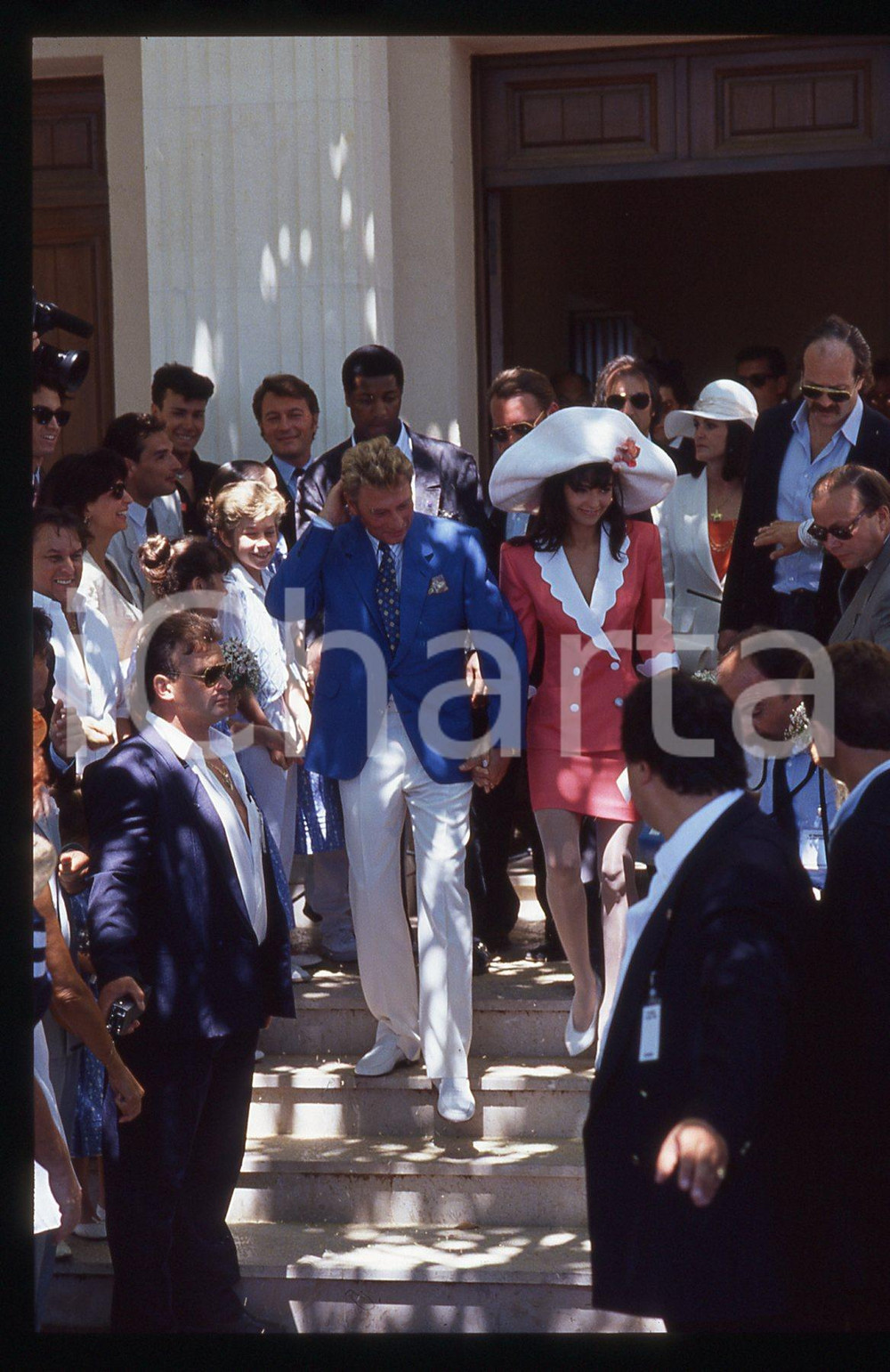 35mm vintage slide* 1990 RAMATUELLE Johnny HALLYDAY e Adeline BLONDIEAU Nozze 17