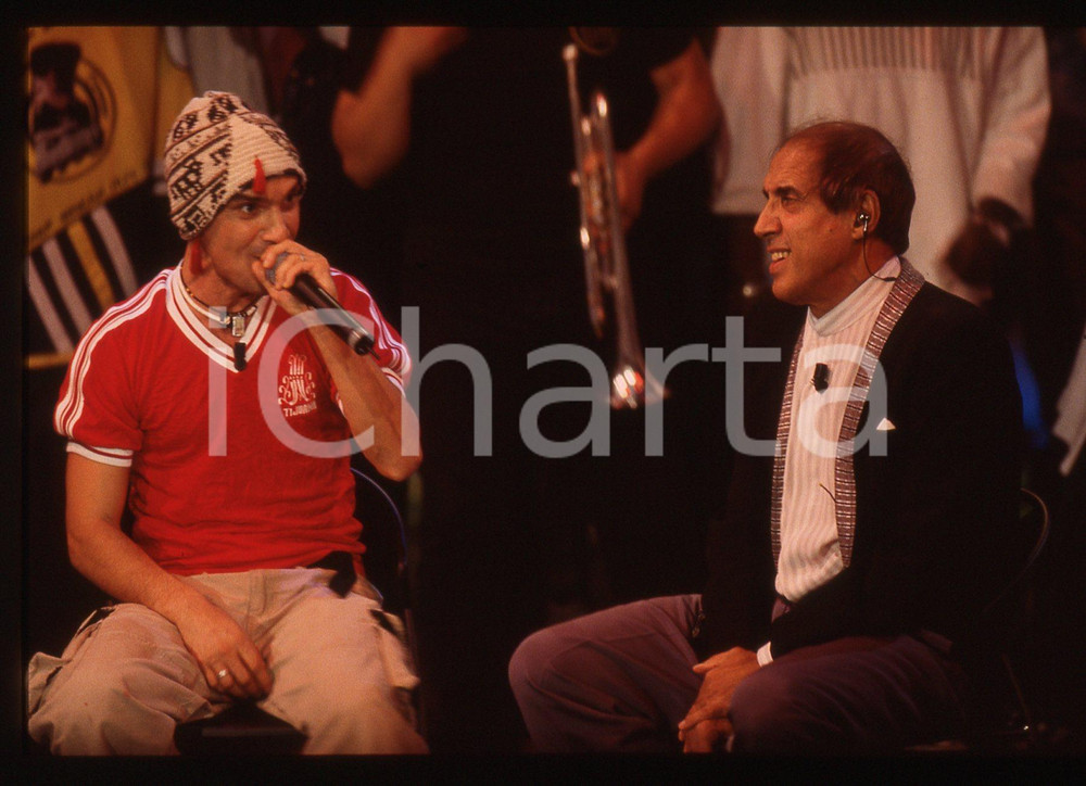 35mm vintage slide* 1999 RAI 1 Adriano CELENTANO Manu CHAO - Ritratto (1)