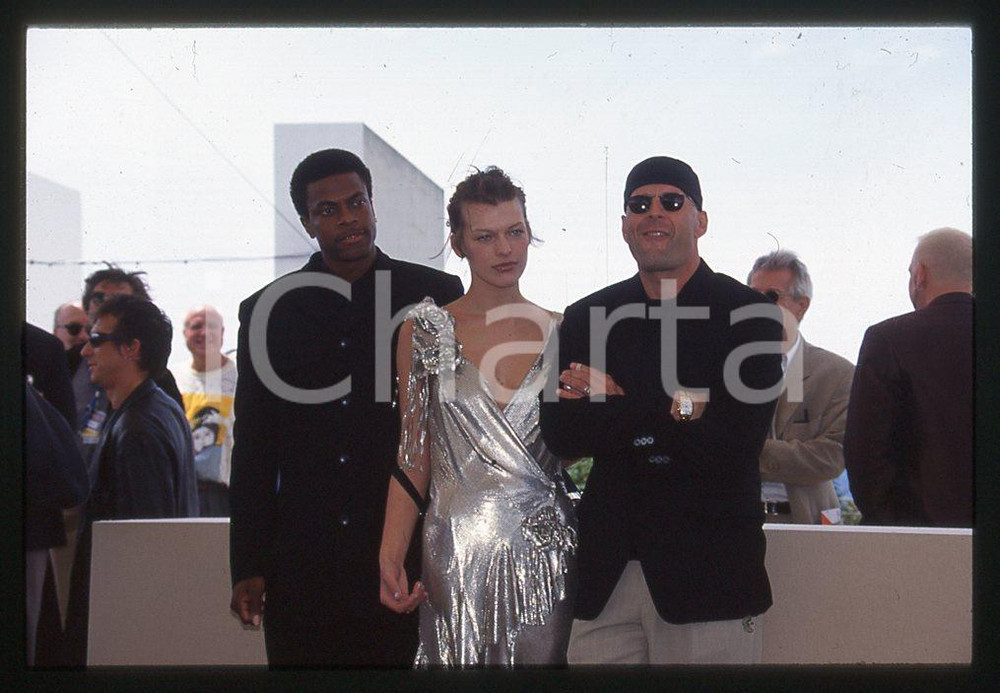 35mm vintage slide*1997 CANNES Bruce WILLIS Milla JOVOVICH film Quinto elemento