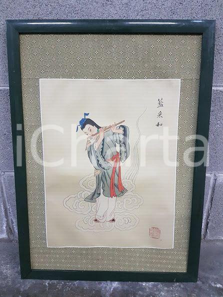1075 CINA VINTAGE Suonatore di flauto - quadro 38,5 x 53,5 cm