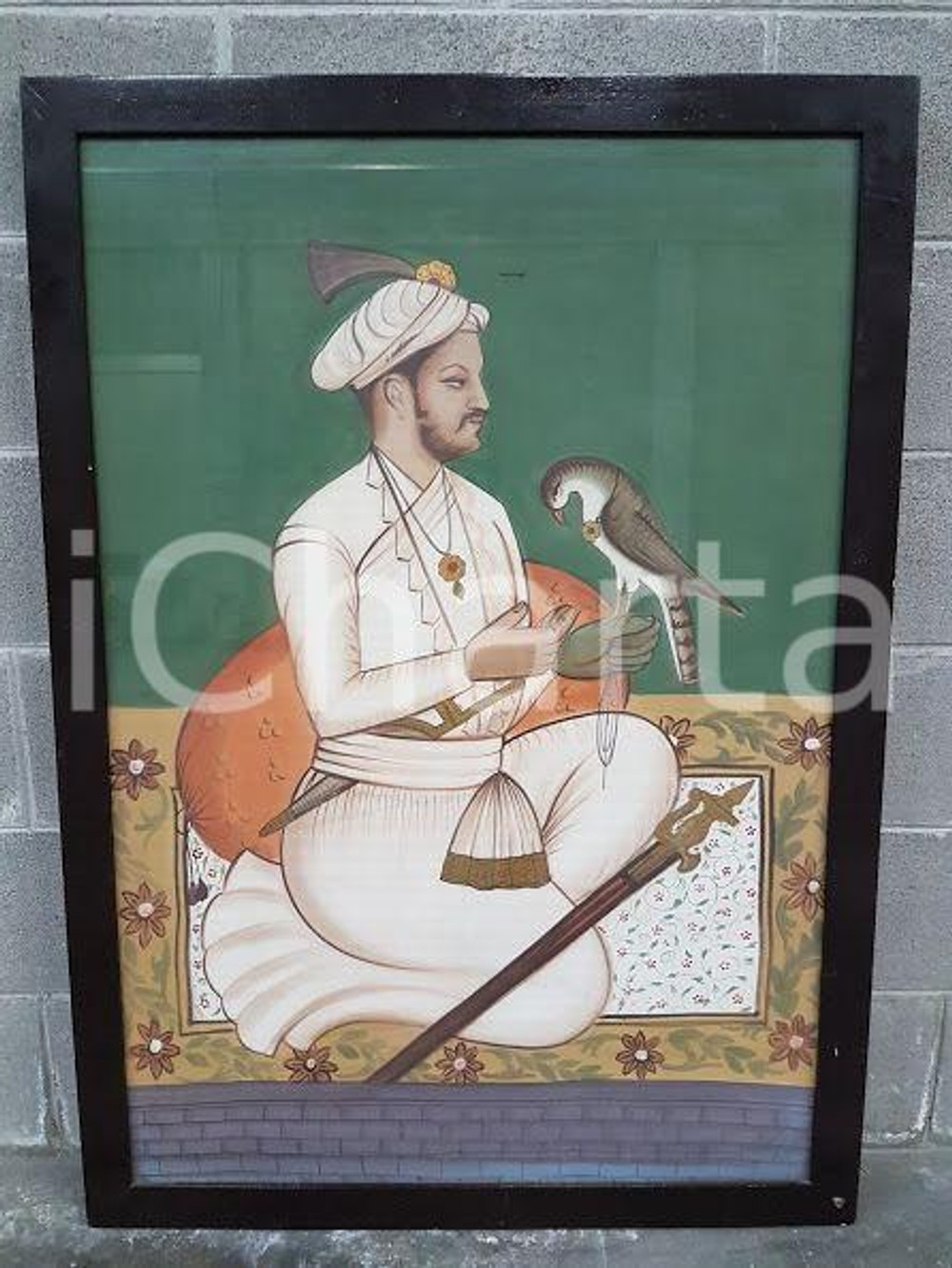 1975 CINA VINTAGE Falconiere orientale - quadro 81,5 X 113,5 cm