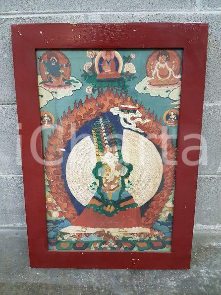 1975 CINA VINTAGE Divinità dai tre voti - quadro 41,5 x 58,7 cm