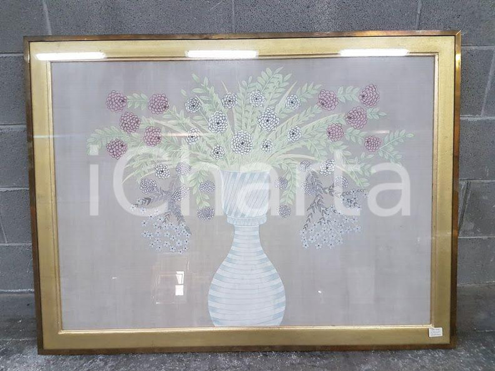 1975 CINA VINTAGE Fiori in vaso - quadro 118,5 x 88,5 cm