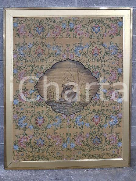 1975 CINA VINTAGE Pantera sdraiata rivolta verso sinistra - quadro 97 x 123 cm