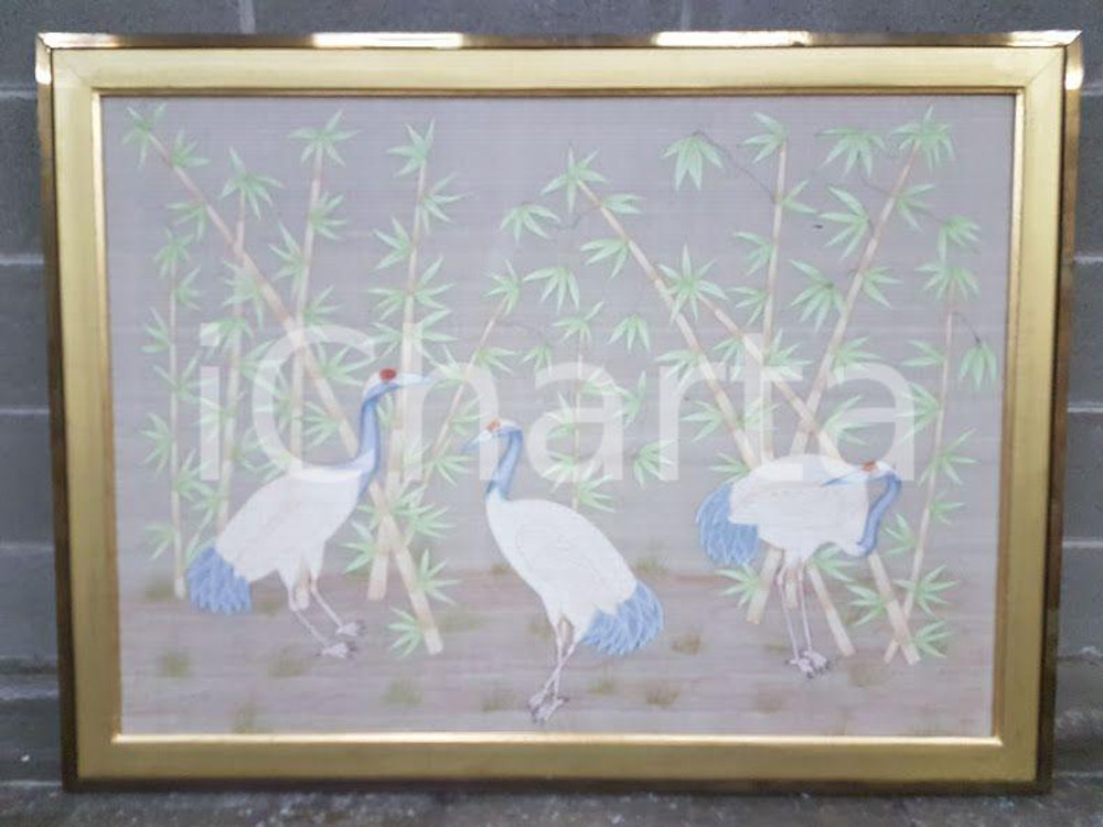 1970 VINTAGE Aironi tra canne di bambù - Quadro mis.118 x 88,5 cm