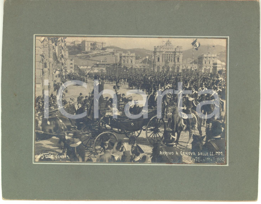 Fotografia d epoca originale 1905 GENOVA Arrivo re Vittorio Emanuele III e regina Elena in carrozza  Foto 1