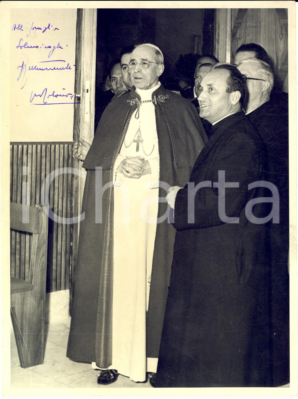1955 ca ROMA Papa Pio XII durante una visita *Fotografia 18x24 cm
