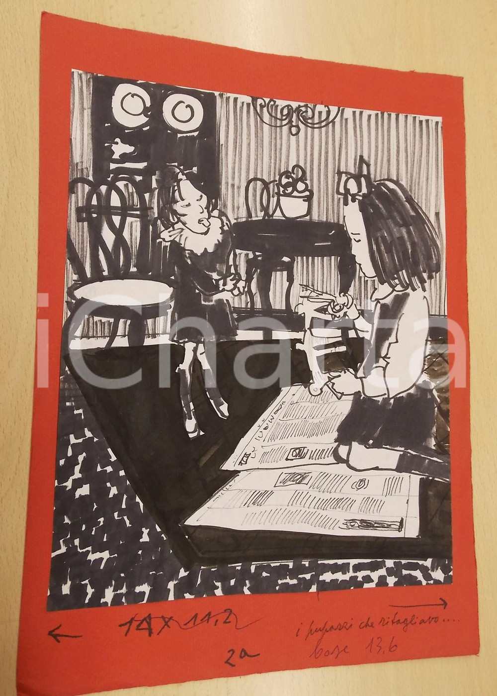 Stampa, bozzetto originale 1960 ca BRUNETTA Bruna MATELDI MORETTI I pupazzi che ritagliavo Tavola 1