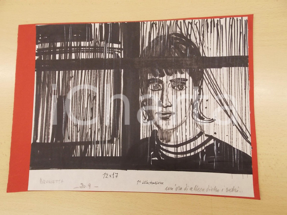 1960 ca BRUNETTA (Bruna MATELDI MORETTI) "Un'ora di attesa" Tavola originale