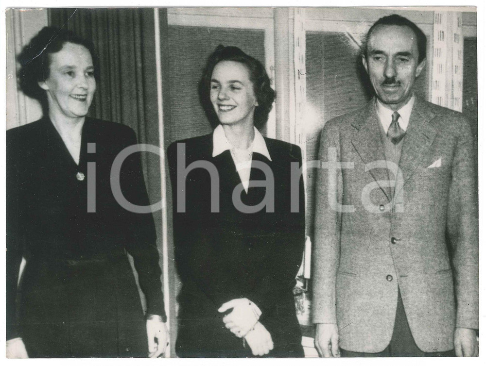 Fotografia d epoca originale 1947 COPENHAGEN Principessa Anna di BORBONEPARMA con i genitori  Foto 1