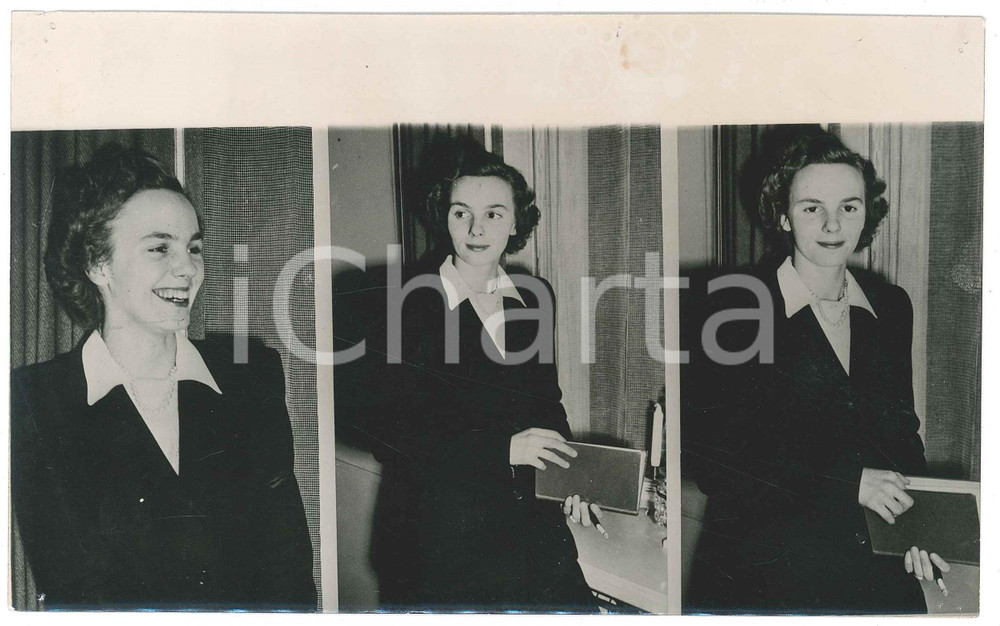 Fotografia d epoca originale 1947 COPENHAGEN Anna di BORBONEPARMA  Tre ritratti nella casa di famiglia FOTO 1