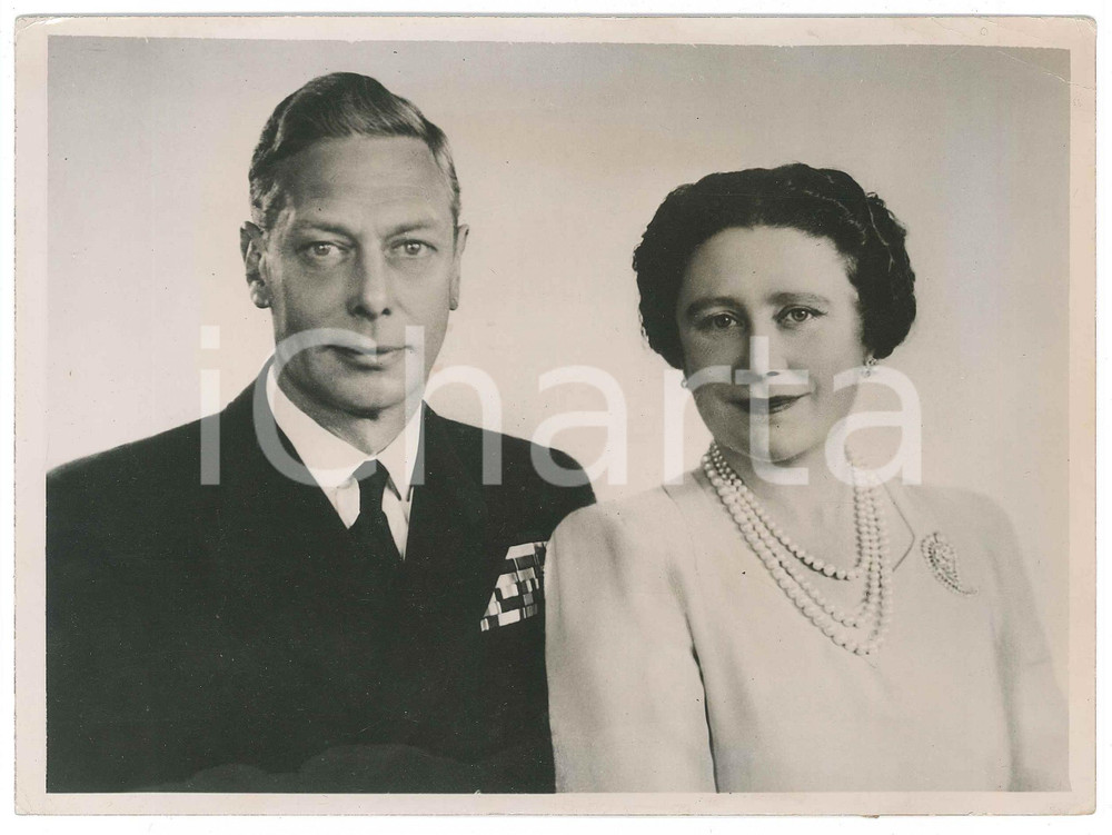 Fotografia d epoca originale 1947 LONDON King George VI and Queen Elizabeth  Portrait  Photo 20x15 cm 1