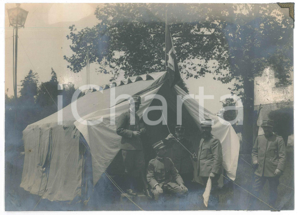 Fotografia d epoca originale 1915 ca WW1 REGIO ESERCITO  Ufficiali in accampamento  Foto 22x16 cm 1