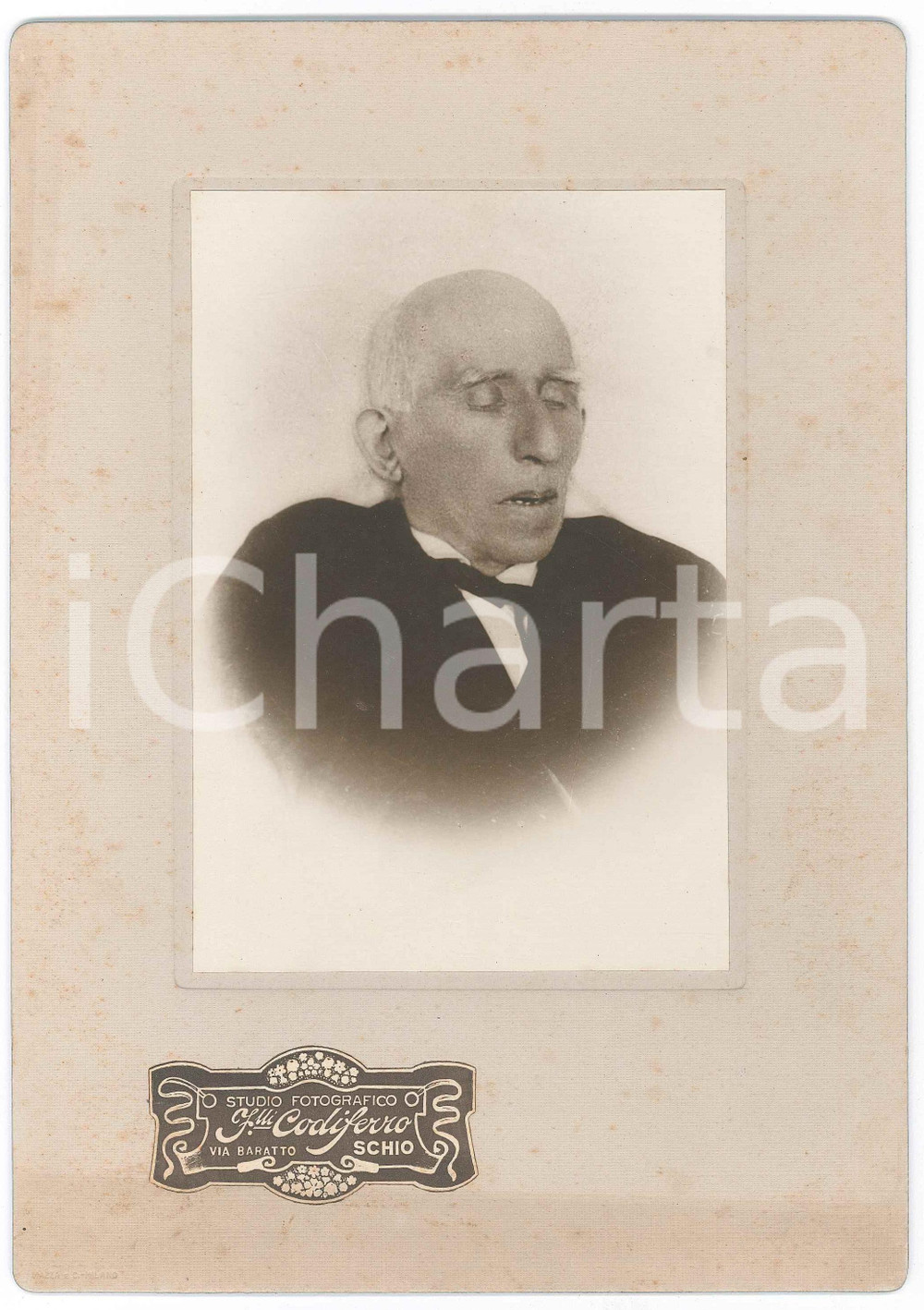 1897 SCHIO (VI) Ritratto di Antonio BOTTENE - Foto POST MORTEM 17x23 cm