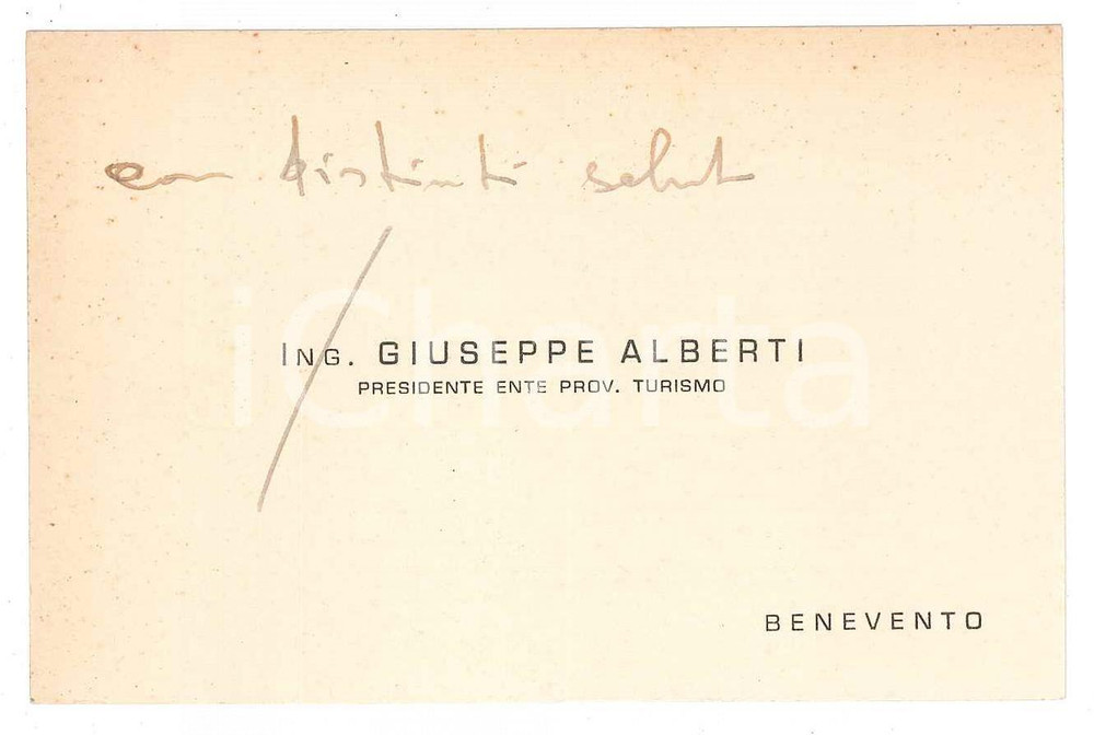 1950 ca BENEVENTO Ing. Giuseppe ALBERTI - Biglietto da visita AUTOGRAFO