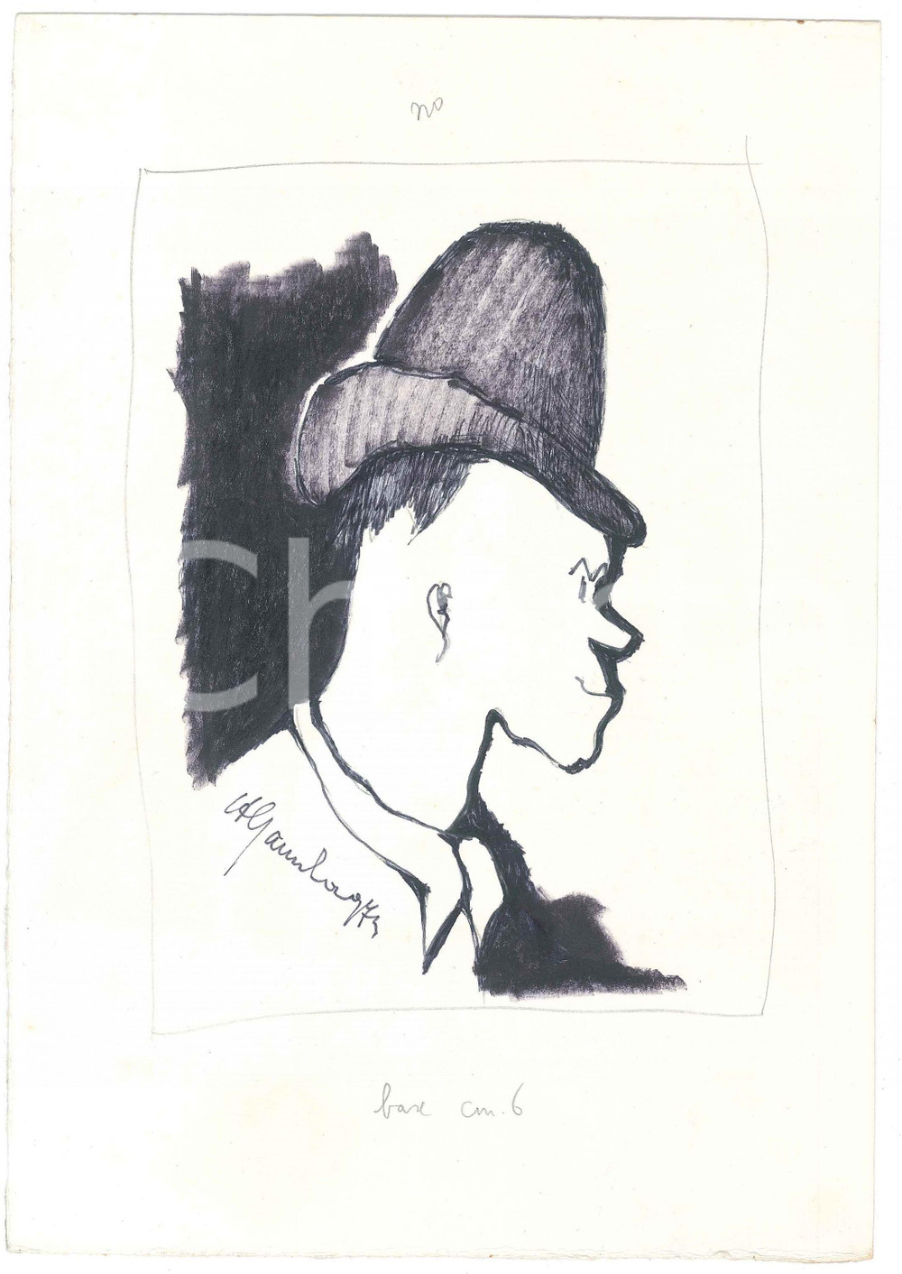 Opera d’arte autentica 1974 COSTUME PADOVA Achille GAMBERINI  Berto GRADIN musico di Stienta Disegno 1