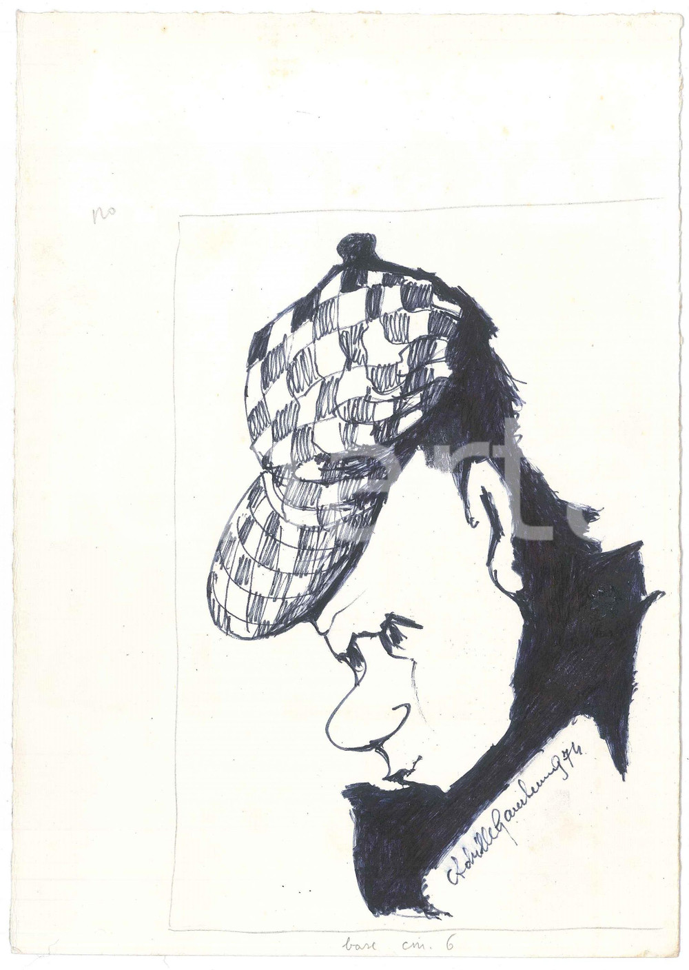 Opera d’arte autentica 1974 COSTUME PADOVA Achille GAMBERINI  Il gobbo Zigolo di TRE CANNE Disegno 1