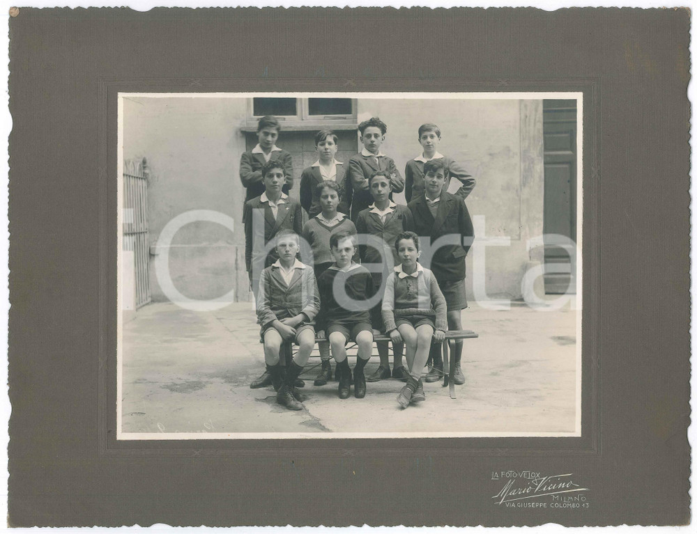 Fotografia d epoca originale 1930 ca MILANO Classe elementare maschile  Foto Mario VICINO 34x26 cm 1
