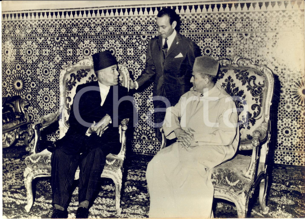 1957 RABAT (MAROCCO) Sultano Mohammed V riceve Habib BOURGUIBA - Foto 18x13