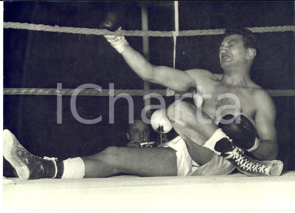 1954 FORLI' BOXE Widmer MILANDRI al tappeto nel match con Bruno TRIPODI *Foto