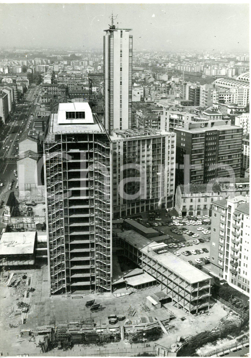 1964 MILANO Via Melchiorre Gioia - Veduta del grattacielo INPS in costruzione
