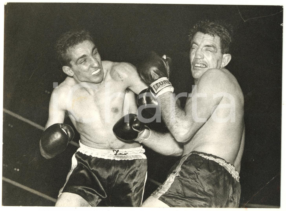 1957 MILANO BOXE Titolo italiano MEDIOMASSIMI Rocco MAZZOLA Alessandro D'OTTAVIO