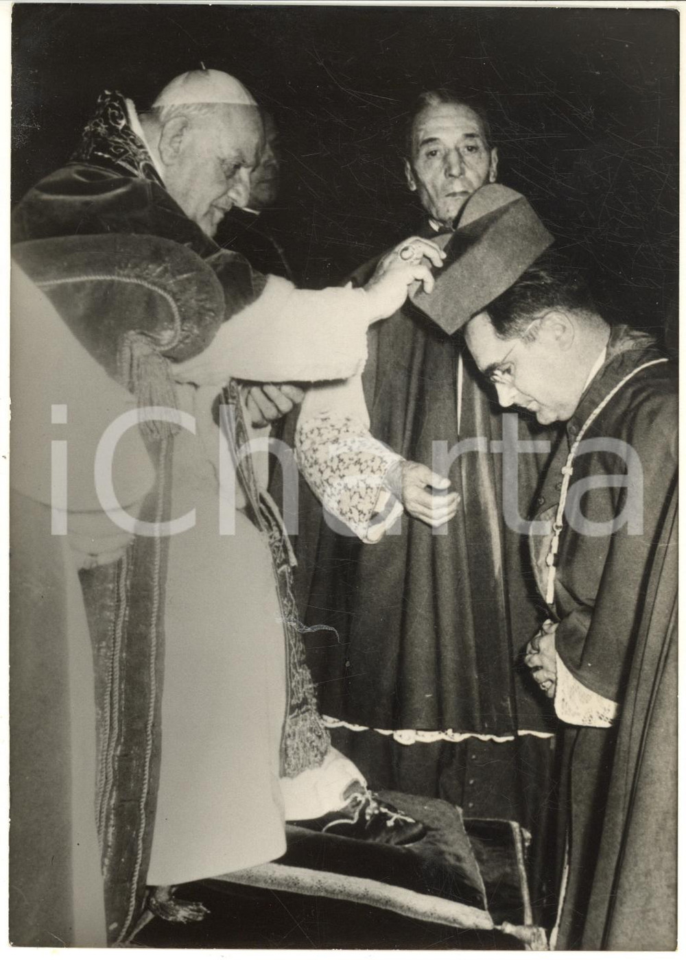 1958 VATICANO Papa GIOVANNI XXIII nomina cardinale Julius August DÖPFNER *Foto