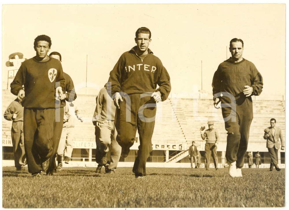 1955 ca BOLOGNA CALCIO Allenamento AZZURRABILI - Miguel MONTUORI *Foto 18x13