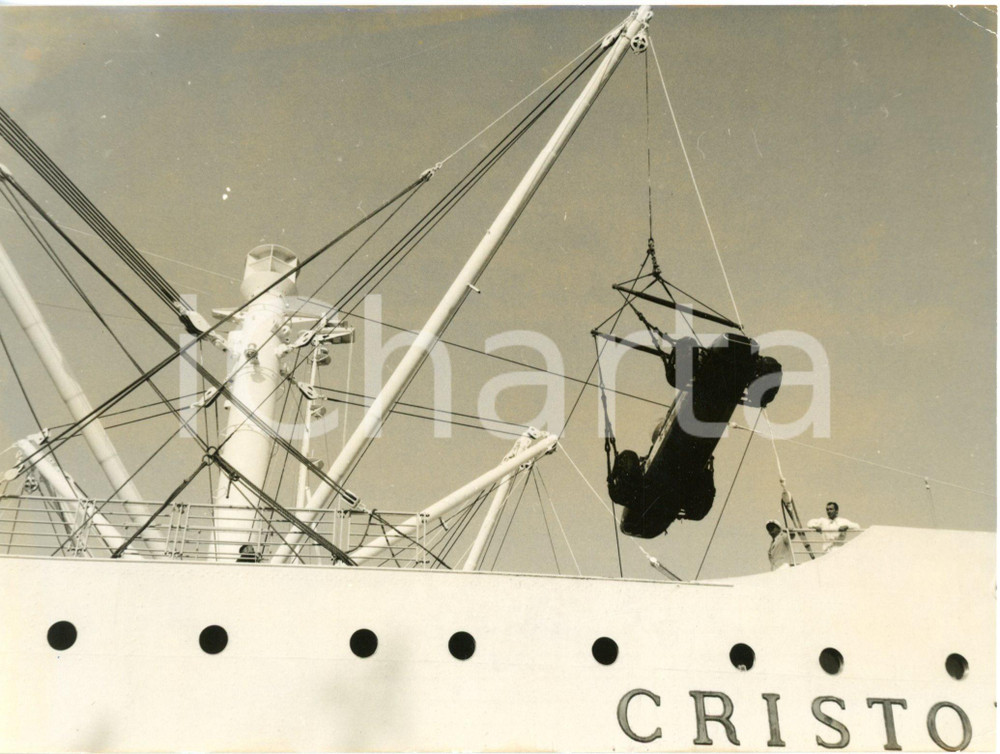 1958 GENOVA AUTOMOBILISMO Sbarco auto da corsa americana per 500 MIGLIA di MONZA