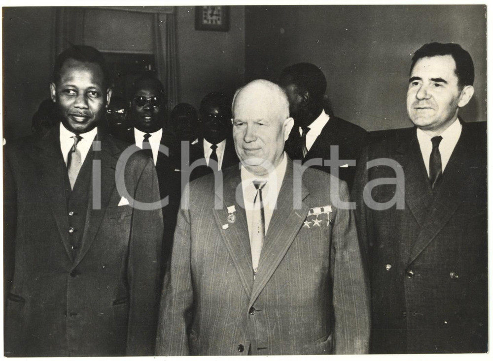 1962 MOSCA Colloqui tra Mamadou DIA Nikita KRUSCIOV Andrej GROMYKO *Foto 18x13
