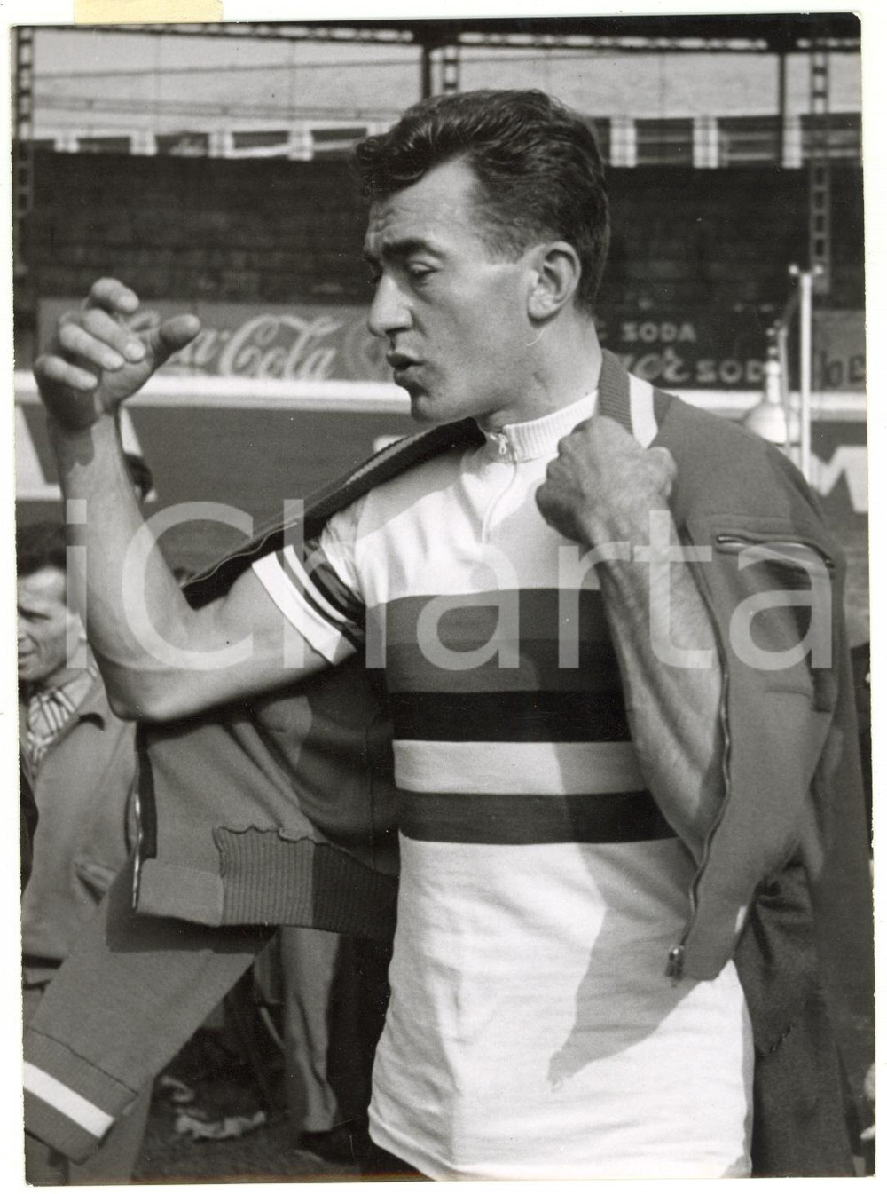 1954 CICLISMO MILANO Velodromo Vigorelli - Ritratto di Louison BOBET *Foto 13x18