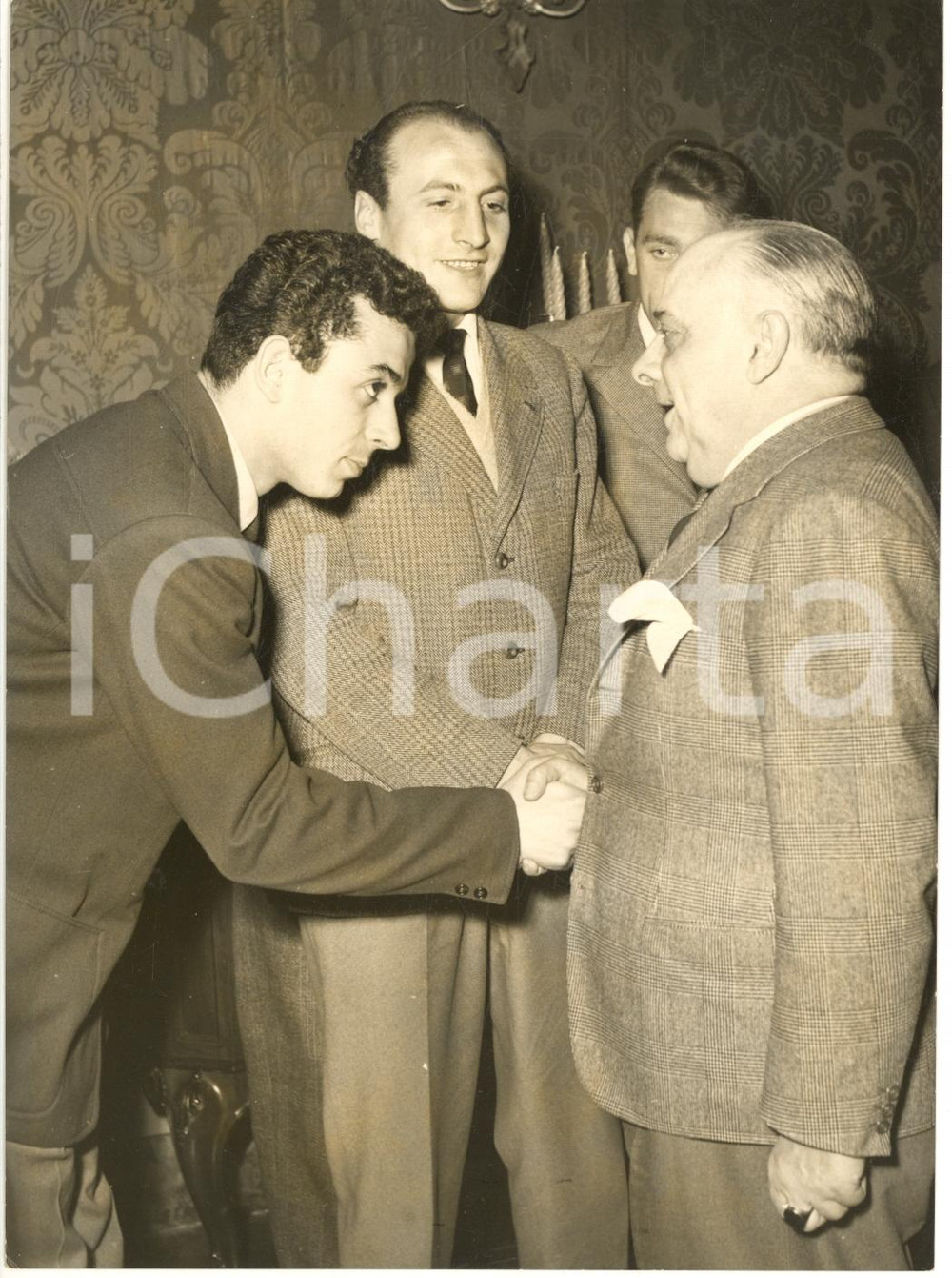 1955 ca BOLOGNA CALCIO Il prefetto riceve Gino PIVATELLI - Foto 13x18 cm