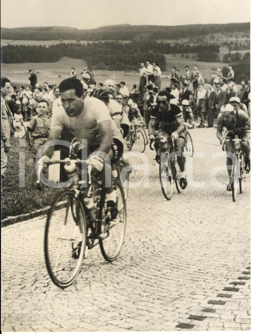 1954 CICLISMO TOUR DE SUISSE - Bruno MONTI insegue Fausto Coppi in fuga *Foto