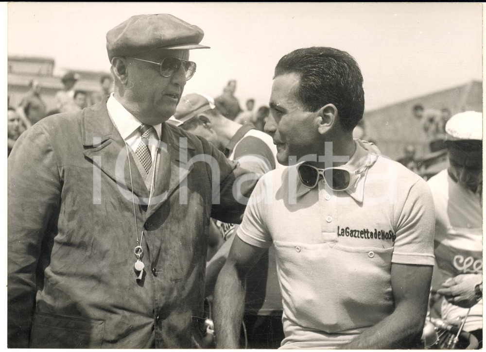 1955 ROMA CICLISMO GIRO D'ITALIA Giuseppe AMBROSINI con Bruno MONTI maglia rosa