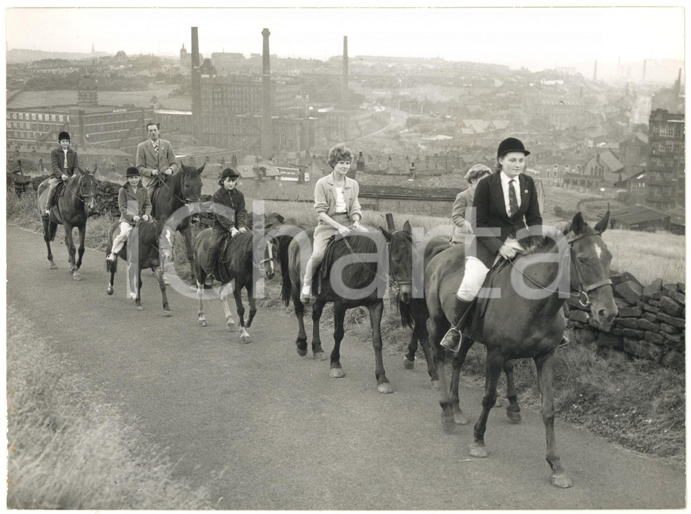 1959 OLDHAM Haven Riding School - Sylvia HOLROYD leading riders for a pony trek