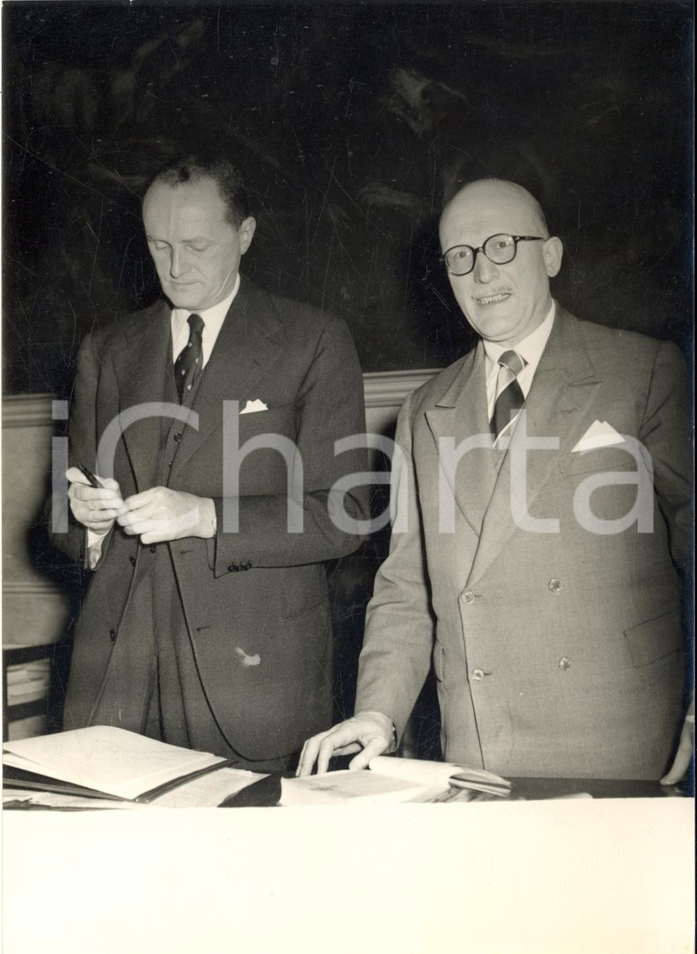 1955 TORINO Ambasciatore Manlio BROSIO con il sindaco Amedeo PEYRON - Foto 13x18