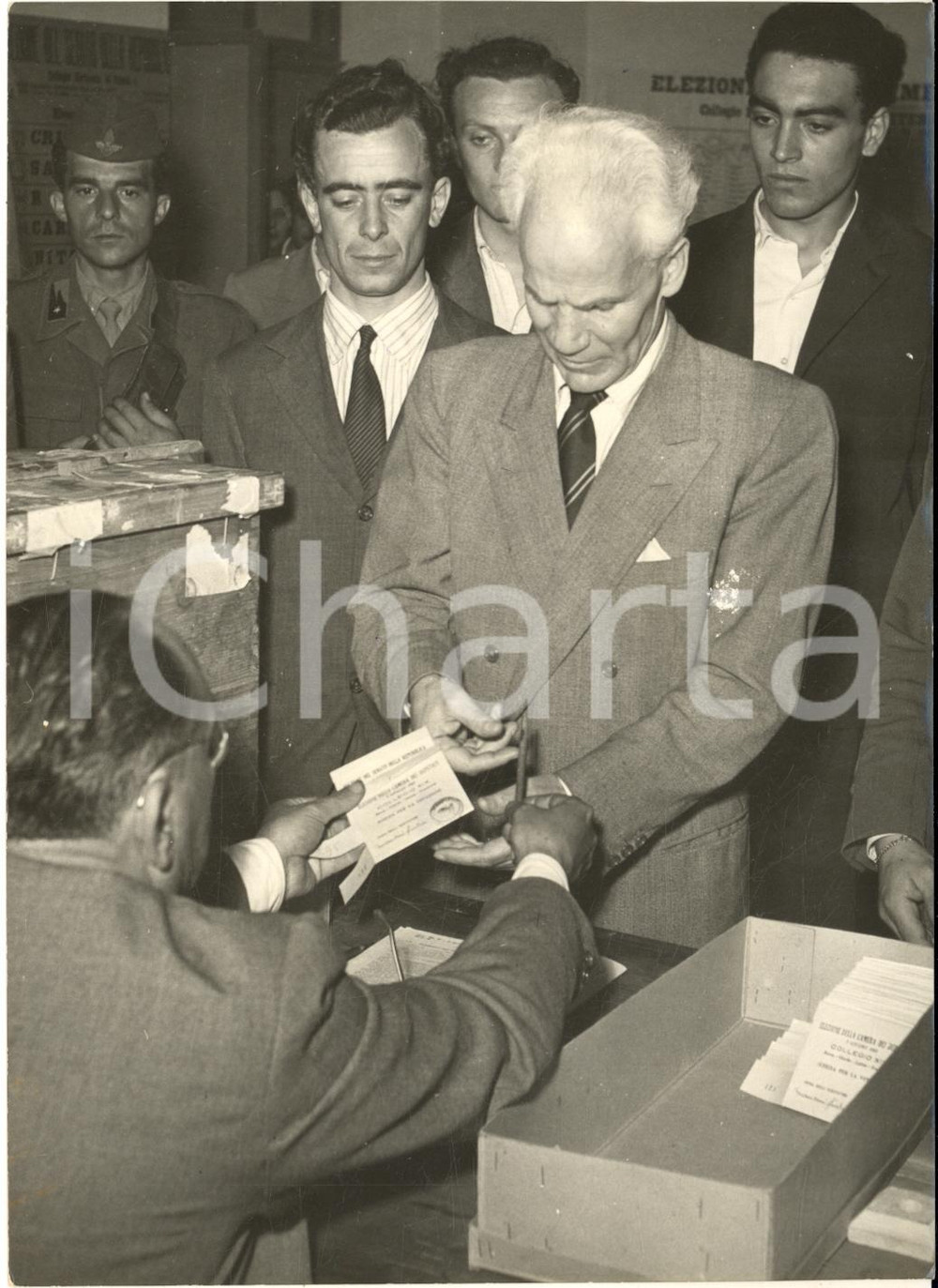 1953 ROMA ELEZIONI POLITICHE - Augusto DE MARSANICH al seggio - Foto 13x18 cm