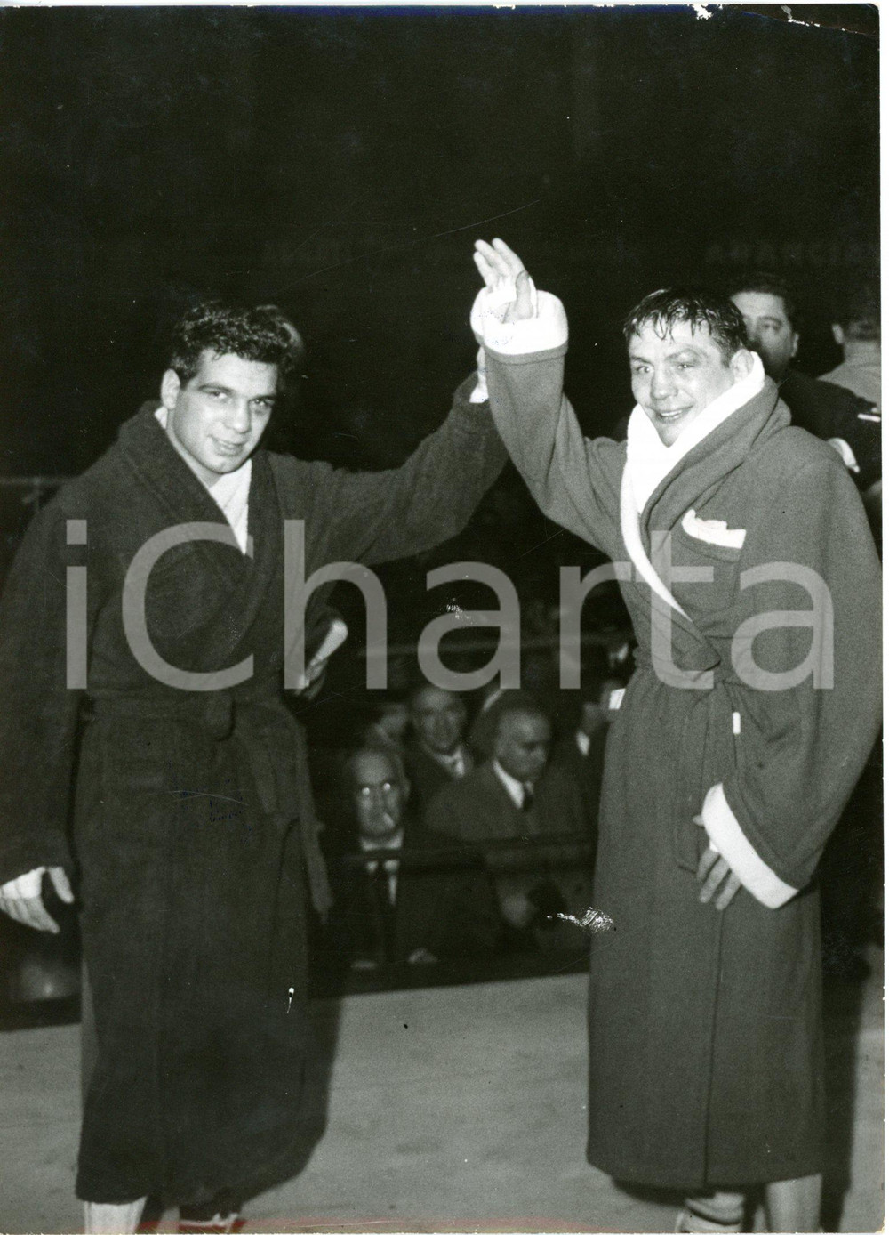 1955 MILANO Palazzetto dello Sport - BOXE - Duilio LOI batte Ray FAMECHON *Foto