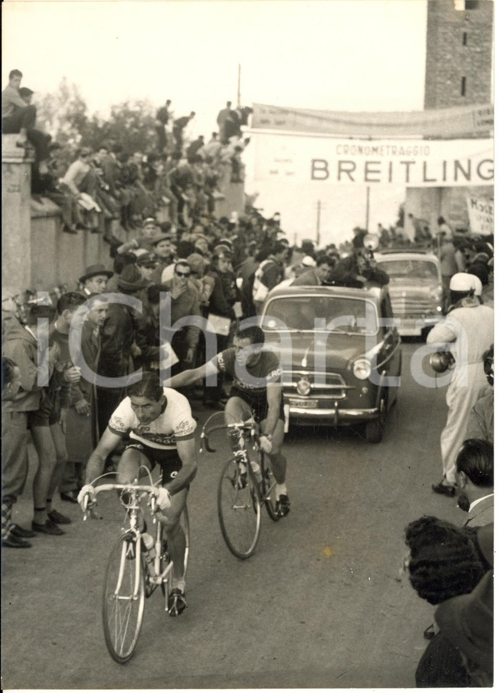 1955 CICLISMO GIRO DI LOMBARDIA Pasquale FORNARA e Fred DE BRUYNE sul Ghisallo