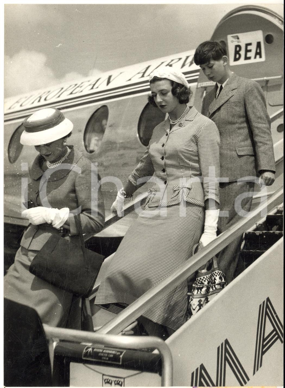 1956 MILANO MALPENSA Arrivo Marina di Grecia e figli Alexandra e Michael di Kent