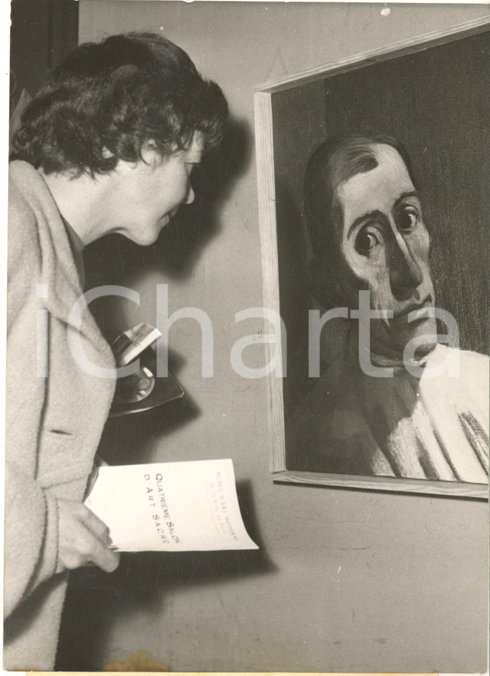 1954 PARIS Salon d'Art Sacré - Tableau "Le confesseur" de THOMAS *Photo 13x18
