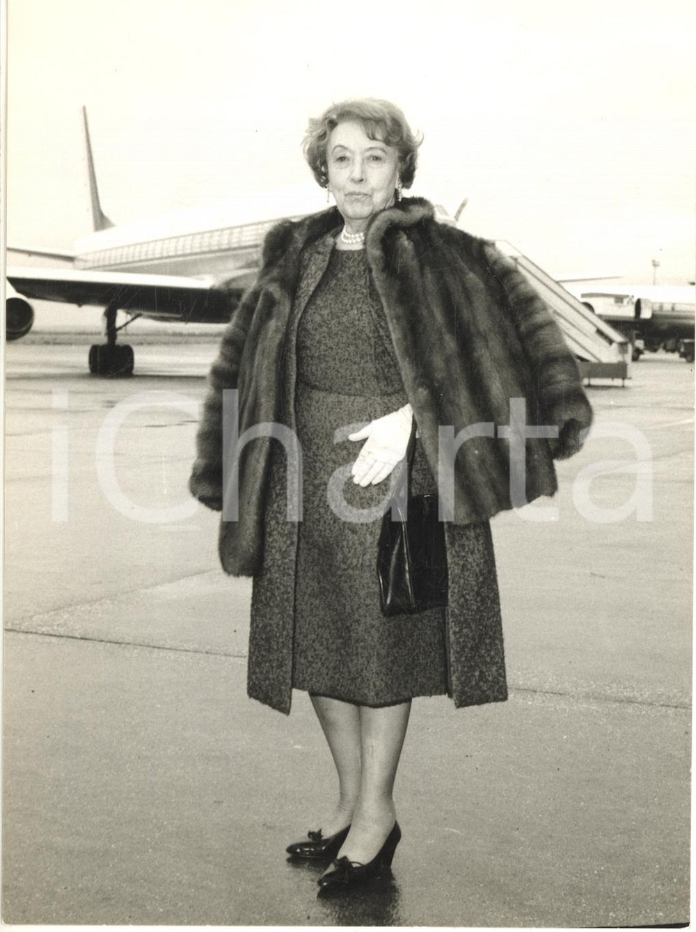 1965 ROMA Arrivo di Gladys GRAHAM viscontessa MAUBLANC - Foto 13x18 cm