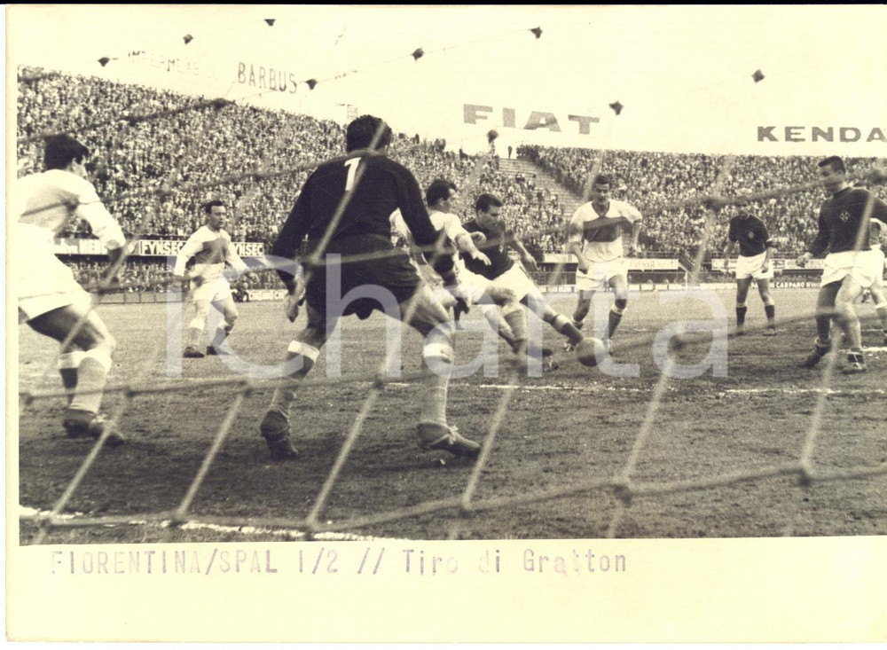 1959 CALCIO SERIE A FIORENTINA-SPAL 1-2 Tiro di Guido GRATTON - Foto 18x13 cm