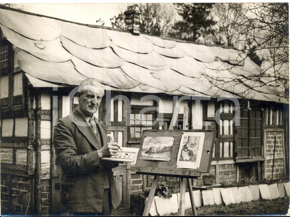 1956 WHITCHURCH Actor Frank GROWCOTT painting near his cottage - Photo 20x15