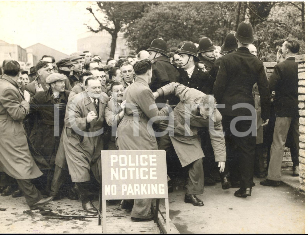 1957 FILTON Workers facing the police outside the Bristol Aeroplane Company