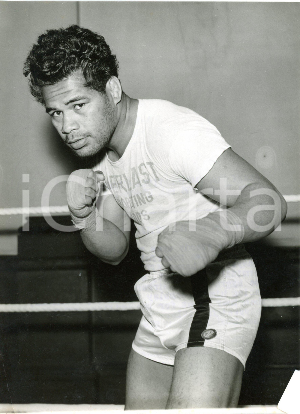 1956 LONDON - BOXE British heavyweight title - Portrait of Kitione LAVE *Photo